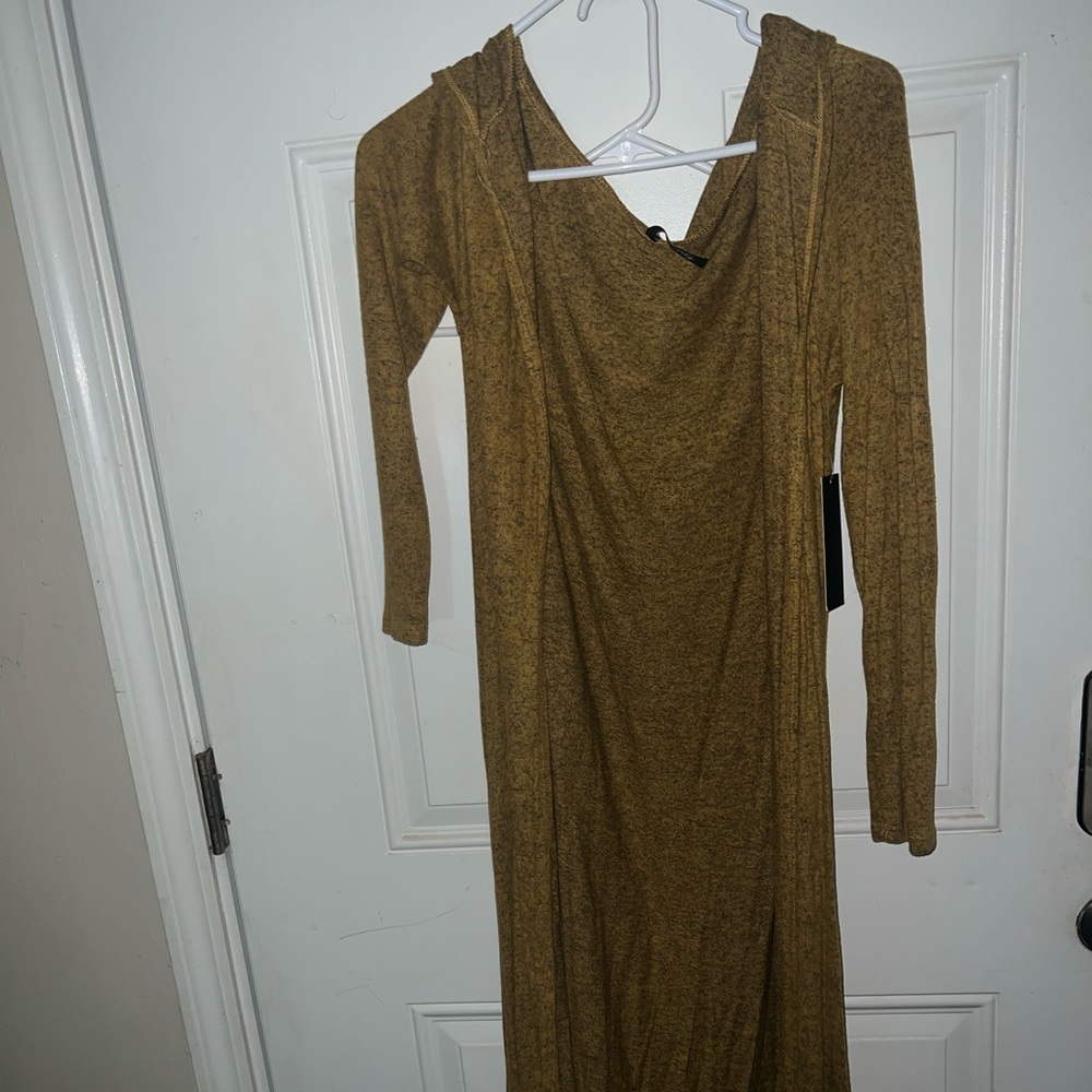 Mustard yellow Long cardigans w/ hood